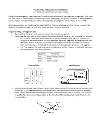 Constructing a Phylogenetic Tree (Cladogram) K.L