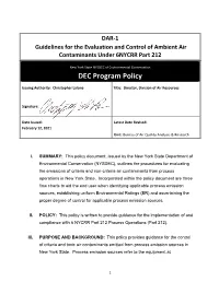 DAR-1: Guidelines for the Evaluation and Control of Ambient Air