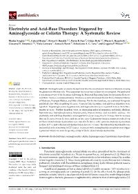 Electrolyte and Acid-Base Disorders Triggered by Aminoglycoside Or Colistin Therapy: a Systematic Review