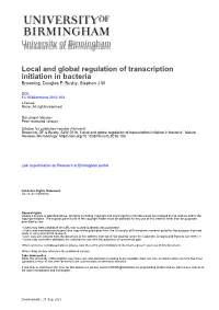 Local and Global Regulation of Transcription Initiation in Bacteria Browning, Douglas F; Busby, Stephen J W