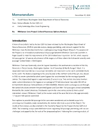 Memorandum: Whiteman Cove Project Cultural Resources Options