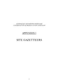 Mining Heritage of the Australian Alps- Appendixes