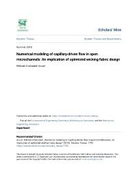 Numerical Modeling of Capillary-Driven Flow in Open Microchannels: an Implication of Optimized Wicking Fabric Design