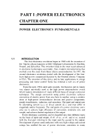 Part I :Power Electronics Chapter One