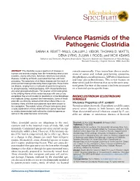 Virulence Plasmids of the Pathogenic Clostridia SARAH A