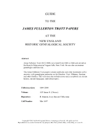 Guide to the James Fullerton Trott Papers