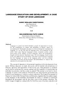 Language Education and Development: a Case Study of Izon Language