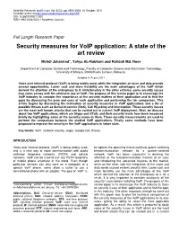 Security Measures for Voip Application: a State of the Art Review