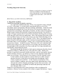 Teaching Jung in the University