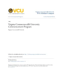 Virginia Commonwealth University Commencement Program Virginia Commonwealth University