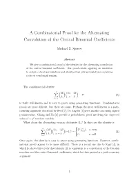 A Combinatorial Proof for the Alternating Convolution of the Central Binomial Coefficients