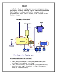 BOILER a Boiler Is a Device for Heating Water and Generating Steam