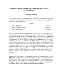Cumulative Bibliography and Index: the Mountain Geologist 1964-2010