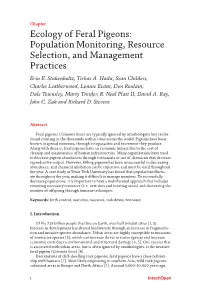 Ecology of Feral Pigeons: Population Monitoring, Resource Selection, and Management Practices Erin E