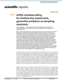 Edna Metabarcoding for Biodiversity Assessment, Generalist Predators