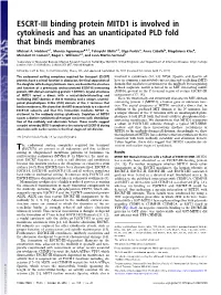 ESCRT-III Binding Protein MITD1 Is Involved in Cytokinesis and Has an Unanticipated PLD Fold That Binds Membranes