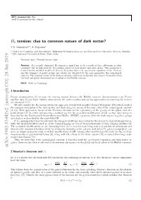 H0 Tension: Clue to Common Nature of Dark Sector? Where C1 and C2 Are Constants of Integration; for Derivation and Discussion See [12,4]