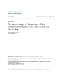 Micrometeorological Observations of Fire-Atmosphere Interactions and Fire Behavior on a Simple Slope" (2018)