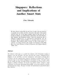 Singapore: Reflections and Implications of Another Smart State