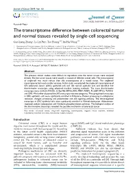 The Transcriptome Difference Between Colorectal Tumor and Normal Tissues Revealed by Single-Cell Sequencing