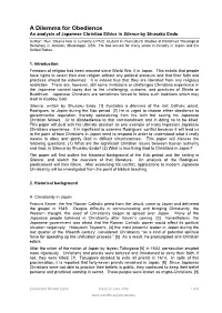 A Dilemma for Obedience: an Analysis of Japanese Christian Ethics In