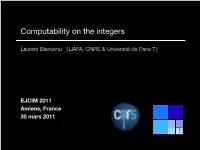 Computability on the Integers