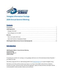 Delegate Information Package 2020 Annual General Meeting Introduction