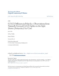 Diffusion in Polar Ice: Observations from Naturally Formed CO(2) Spikes in the Siple Dome (Antarctica) Ice Core Jinho Ahn