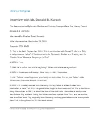 Interview with Mr. Donald B. Kursch