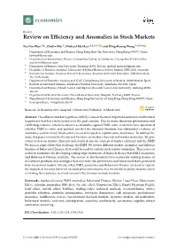 Review on Efficiency and Anomalies in Stock Markets