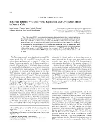 Ribavirin Inhibits West Nile Virus Replication and Cytopathic Effect in Neural Cells