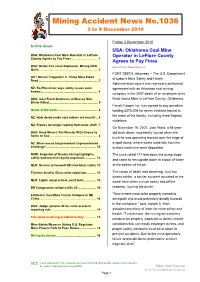 Mining Accident News No.1036 3 to 9 December 2010