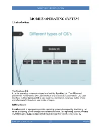 MOBILE OPERATING SYSTEM 1)Introduction