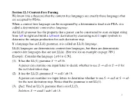 Section 12.3 Context-Free Parsing We Know (Via a Theorem) That the Context-Free Languages Are Exactly Those Languages That Are Accepted by Pdas