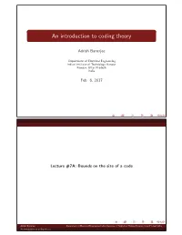 An Introduction to Coding Theory