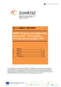 D.1.1 SWOT REPORT SWOT Analysis and Status