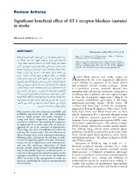 Significant Beneficial Effect of AT-1 Receptor Blockers (Sartans) in Stroke