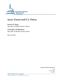 Syria: Unrest and U.S