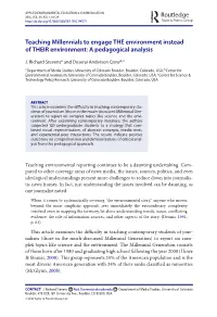 Teaching Millennials to Engage the Environment Instead of THEIR Environment: a Pedagogical Analysis