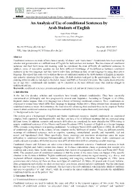 An Analysis of Use of Conditional Sentences by Arab Students of English