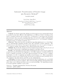 Automatic Transformation of Iterative Loops Into Recursive Methods$ (Extended Version)