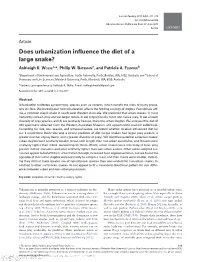 Does Urbanization Influence the Diet of a Large Snake?