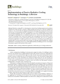Implementation of Passive Radiative Cooling Technology in Buildings: a Review
