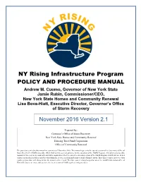 NY Rising Infrastructure Program POLICY and PROCEDURE MANUAL
