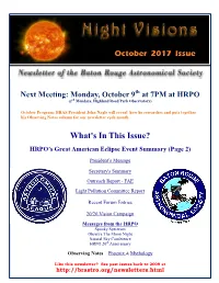 October 2017 BRAS Newsletter