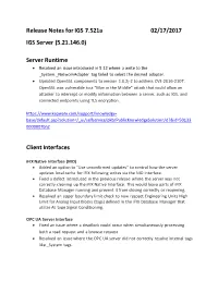 Release Notes for IGS 7.521A 02/17/2017 IGS Server (5.21.146.0)