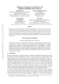 Arxiv:1806.04291V1 [Cs.CL] 12 Jun 2018 Hnwrigo Hsﬁl.Sneidgnu Agae R Di Are Languages Indigenous Since P We ﬁeld
