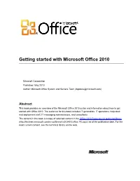 Getting Started with Microsoft Office 2010