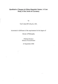Qualitative Changes in Ethno-Linguistic Status : a Case Study of the Sorbs in Germany