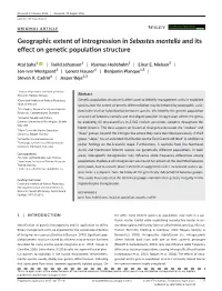 Geographic Extent of Introgression in Sebastes&#X00a0;Mentella and Its Effect on Genetic Population Structure